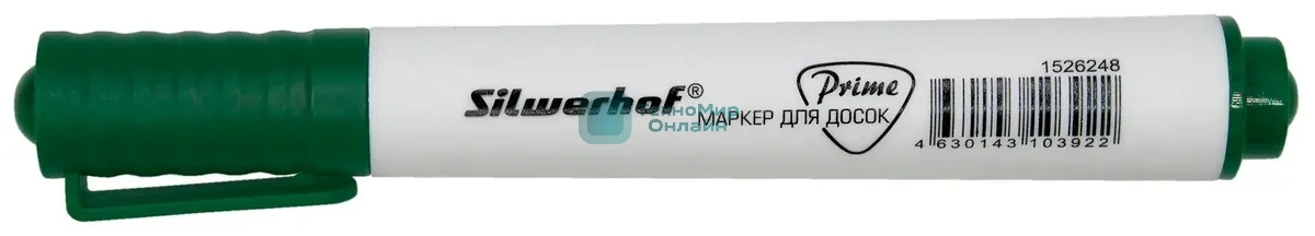 Маркер для досок Silwerhof Prime+, скошенный пишущий наконечник, 2-5мм, зеленый, коробка