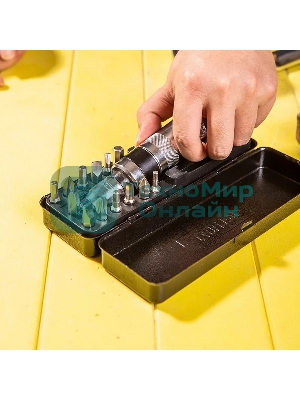 Ударно-поворотная отвертка с набором бит 13 шт Deli DL8901 (PH1, PH2x2, PH3, PH4, SL5, SL6, SL8, SL9, H4, H5, H6, H8), Cr-V, пласт. кейс