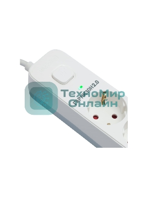 Сетевой фильтр Гарнизон 2.0 Мультипорт EPS-4-U3-W-4, 4 р, 10А, 3xUSB, 4 м, ур.защиты 2+, белый, пакет