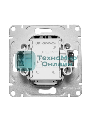 Механизм выключателя EKF UP1-SWB-24 двухклавишный, с подсветкой, черный Эпика