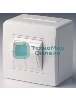 Коробка для миниканалов DKC (ДКС) 10656 с двумя телефонными/компьютерными розетками, белый