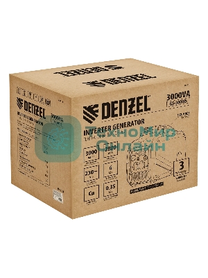Генератор инверторный Denzel GS-3000iS, 3,0 кВт, 230 В, закрытый корпус, ручной старт