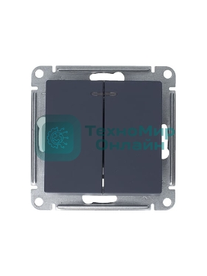 Механизм выключателя 2-кл. СП AtlasDesign 10А IP20 (сх. 5а) 10AX с подсветкой грифель