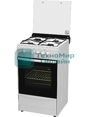 Плита газовая Darina 1B GM 441 005 W белый/черный, конфорок 4 шт, духовка 50 л, 50 см x 85 см x 51 см
