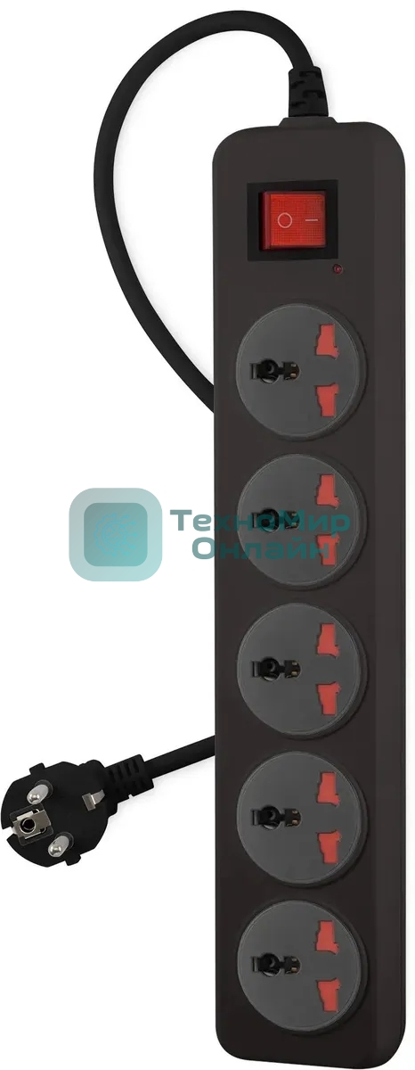 Сетевой фильтр Buro 500UNH-1.8-BG 1.8м (5 розеток) черный/серый (коробка)