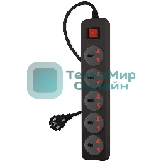 Сетевой фильтр Buro 500UNH-1.8-BG 1.8м (5 розеток) черный/серый (коробка)