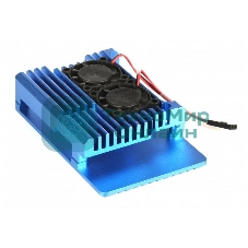 Корпус Qumo Aluminum case with double black fans, Raspberry Pi 4, blue(RS008)