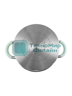 Кастрюля Lara LR02-543 MINT 22x12 см, 4,4 л, носик, индукционное дно, крышка с бортом, полипропилен, силикон, нержавеющая сталь