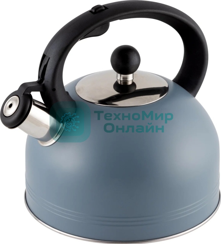 Чайник для плиты MALLONY MENTOLO 2,5 л, нерж. сталь со свистком, окрашенный корпус