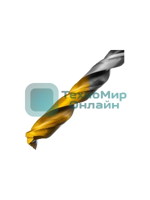 Сверло спиральное по металлу Denzel 7,5 x 109мм, Р6М5, Golden Tip, многогранная заточка