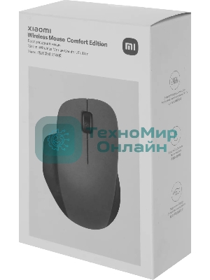 Мышь беспроводная Xiaomi Wireless Mouse Comfort Edition черный, 1200 dpi, радиоканал, USB, кнопки - 3