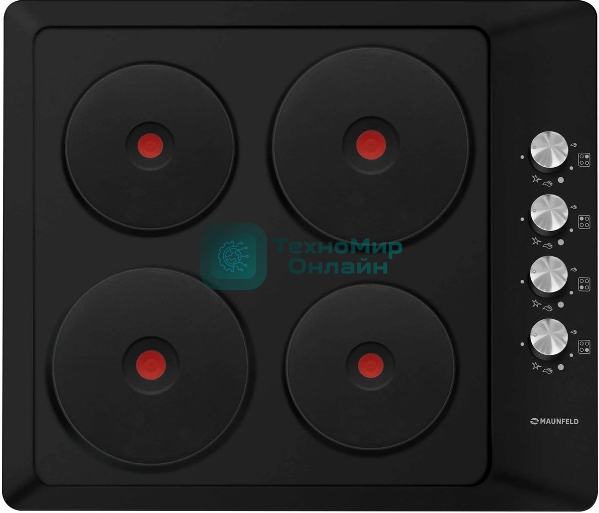 Варочная комбинированная панель Maunfeld EEHE.64.4B, конфорок: 4 шт., эмаль, независимая, черный