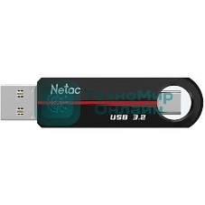 Флешка USB Netac US18 (NT03US18C-128G-32BK), 128Gb, USB 3.2/TypeC, R/W 200/100, черный/красный