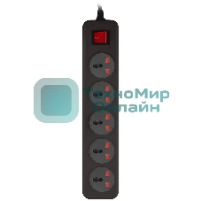 Сетевой фильтр Buro 500UNH-1.8-BG 1.8м (5 розеток) черный/серый (коробка)