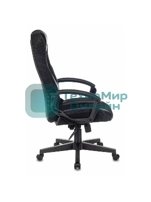 Кресло Бюрократ Zombie 9 черный/серый, экокожа, 120 кг, механизм качания