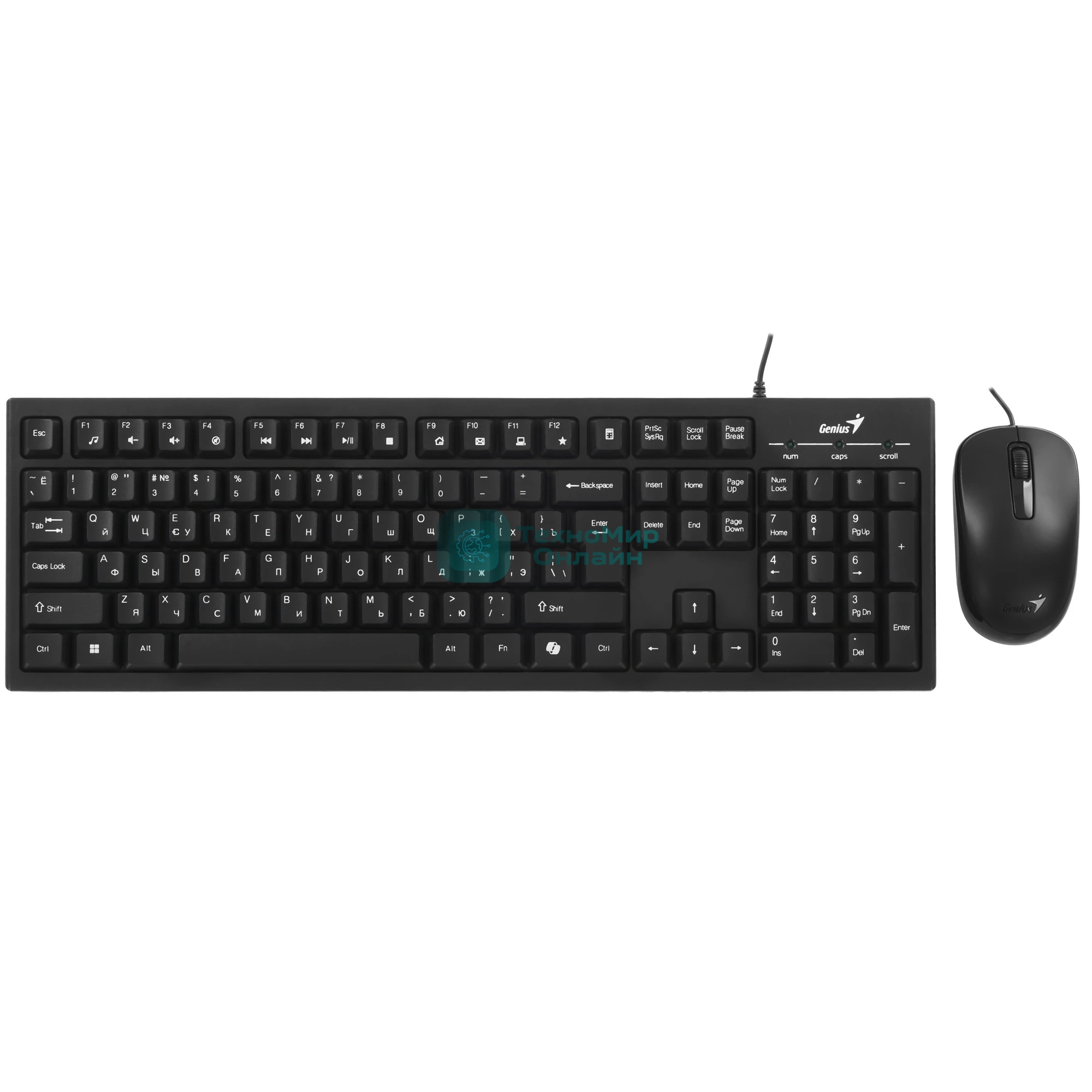 Комплект клавиатура+мышь Genius KM-100SE проводной, USB, 1200 DPI, чёрный