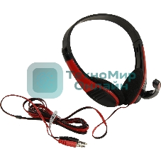 Гарнитура проводная с микрофоном Oklick HS-M150 черный/красный 2.2м накладные (NO-003N)