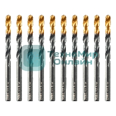 Сверло по металлу Denzel 6 мм, HSS-Tin, Golden Tip, 10 шт.