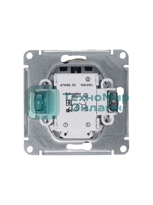 Механизм выключателя 2-кл. СП AtlasDesign 10А IP20 (сх. 5а) 10AX с подсветкой грифель