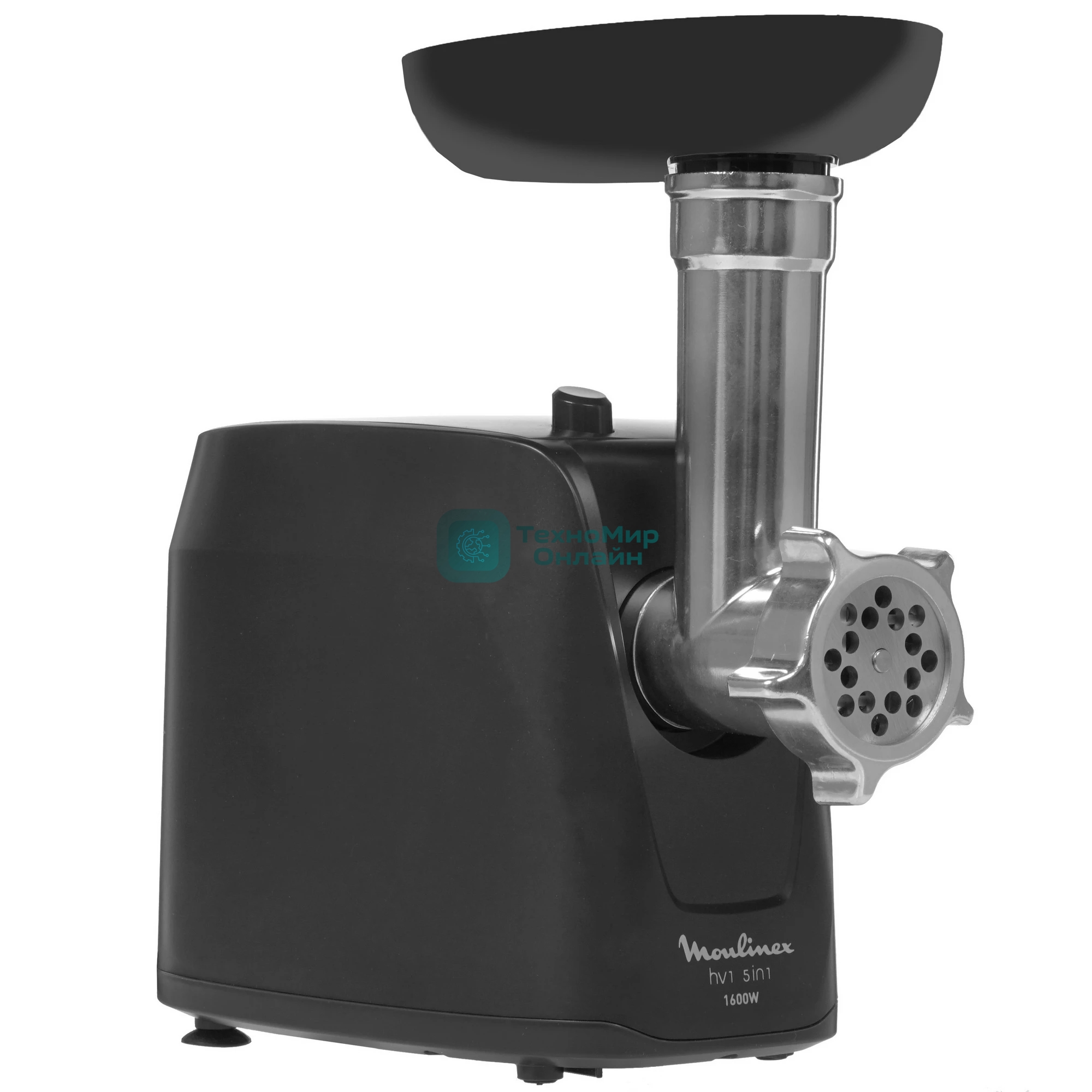Мясорубка электрическая Moulinex ME112832 черный/серебристый, 1600 Вт, 1.9 кг/мин, реверс, защита от перегрузки, насадки - 5
