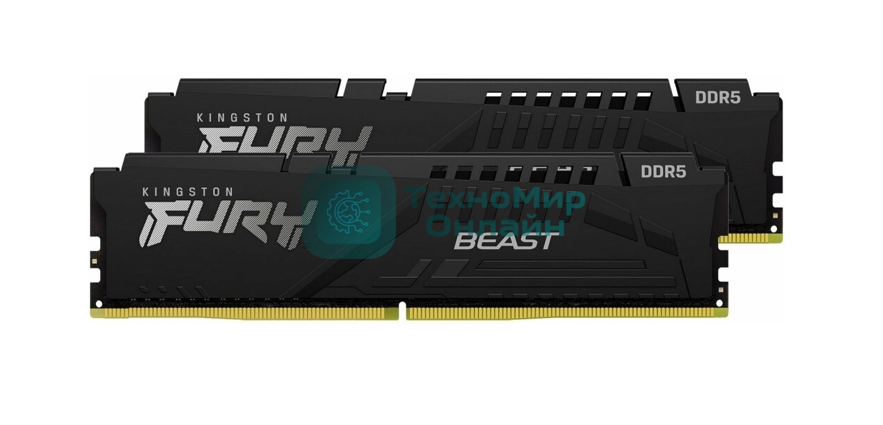 Оперативная память Kingston Fury Beast, DDR5, 16GB (2x8GB), 6000MHz, CL36, DIMM, с радиаторами, RGB, черный