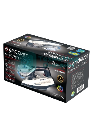 Утюг Endever Delta-228 темно-синий/белый, 3000 Вт, 65 г/мин, 180 г/мин, 390 мл
