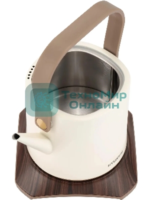 Чайник электрический Hyundai HYK-S2043 0,6 л, 1000 Вт, кремовый/коричневый