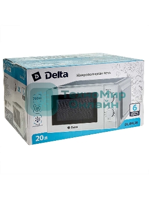 Микроволновая печь Delta DL-84L20 белый, 20 л, 700 Вт, переключатели - поворотный механизм