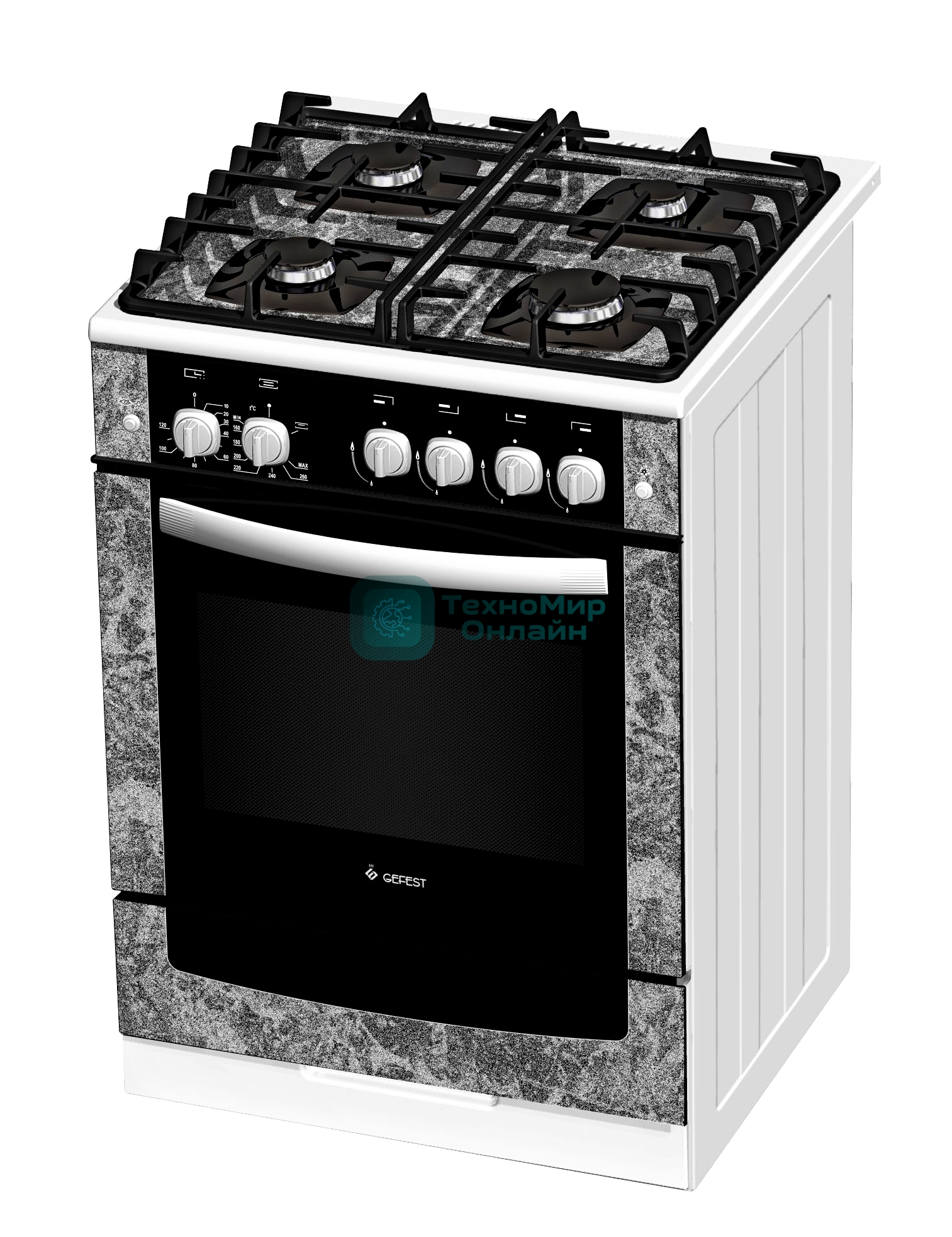 Плита газовая Gefest ПГ 6500-02 0313 черный, конфорок 4 шт, духовка 52 л, 60 см x 85 см x 60 см