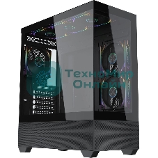 Компьютерный корпус Accord ACC-EL1B TG черный без БП ATX 2xUSB2.0 1xUSB3.1 audio