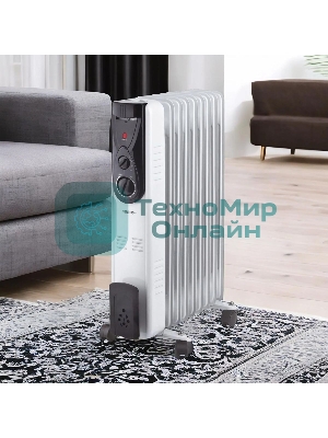 Масляный обогреватель Centek CT-6201 (9 секций) белый, 2000 Вт, 20 м2, термостат