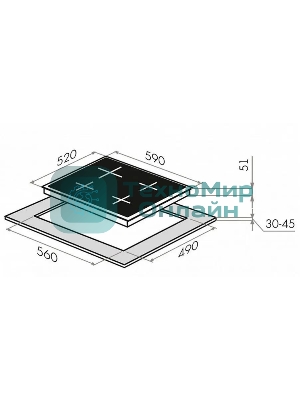 Варочная комбинированная панель Maunfeld EEHE.64.4B, конфорок: 4 шт., эмаль, независимая, черный