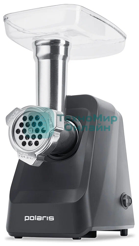 Мясорубка электрическая Polaris PMG 1855 RUS черный, 1800 Вт, 2.0 кг/мин, реверс, защита от перегрузки, насадки - 7