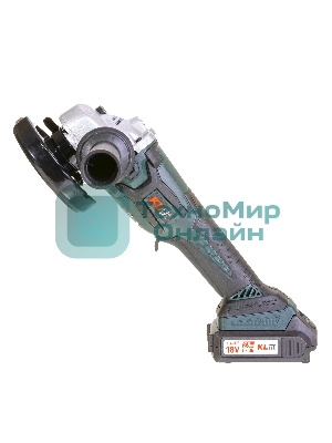 Угловая шлифовальная машина бесщеточная (болгарка) аккумуляторная KLPRO KLAT18B-20 (18В, Li-ion-2шт, 2.0Ач, 115мм, М14, 8500 об/мин З/У,сумка)