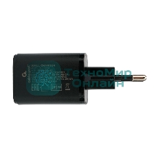 Сетевое зарядное устройство Cablexpert MP3A-PC-43, 30Вт, 3А, быстрая зарядка QC3.0/PD, 2 порта: USB и Type-C, черный, пакет