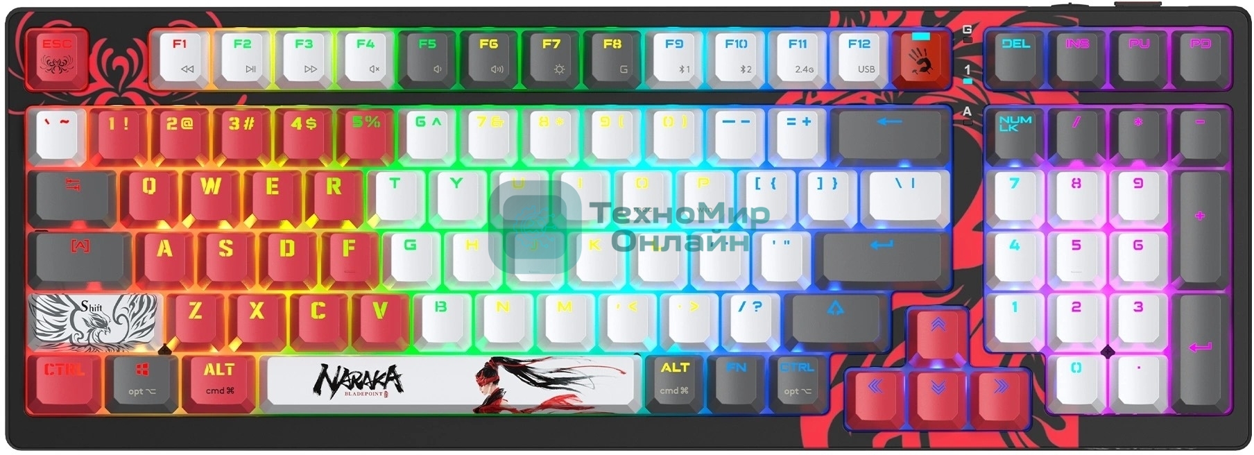 Клавиатура беспроводная механическая A4Tech Bloody WS98 Naraka USB черный/красный (WS98)