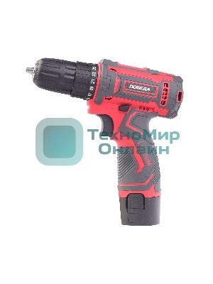 Дрель-шуруповерт аккумуляторная ПОБЕДА ДА-12П/1 Ли, 1 АКБ, 12В, 2,0 Ач, 32Нм, 1 скорость, кейс, комплект сверел и бит