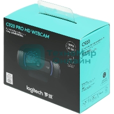 Веб-камера Logitech C920 1920x1080, 30 кадр/с, USB Type-A, микрофон (2 шт, шумоподавление), автоматическая фокусировка, автоосвещение, универсальное крепление