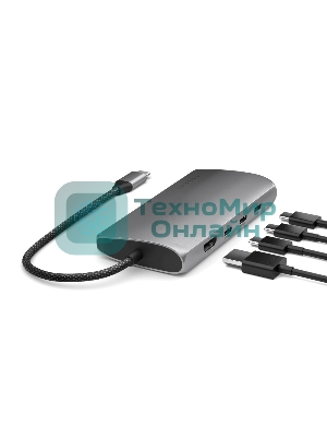 USB-концентратор Satechi USB-C Multiport Adapter 8K With Ethernet V3 (5xUSB Type-C, HDMI, RJ-45, SD), Серый космос Док-станция ST-P8KEM