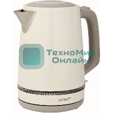 Чайник электрический Vitek VT-WK1066 1.7л. 2200Вт бежевый/коричневый корпус: металл/пластик