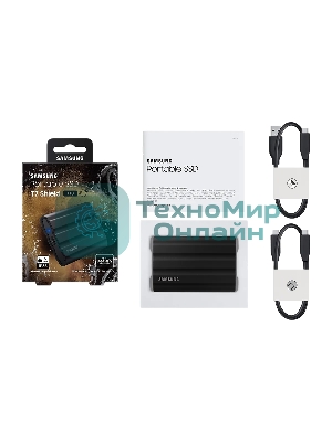 Внешний SSD Samsung T7 Shield, 1TB, USB 3.2 Gen 2 Type-C, R/W 1050/1000, черный