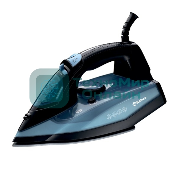 Утюг Sakura SA-3075CBK 380мл, 2400 Вт,керам, черный/синий