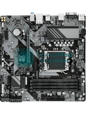 Материнская плата Gigabyte A620M DS3H, mATX, AM5, AMD A620, 4xDDR5, 4xSATA, 1xM.2, 1xPCI-E 4.0 x16, 1xPCI-E x1, 1xHDMI, 1xDP, 1xVGA, 1x 1Gb LAN, 1xUSB 3.2 Gen 1, 4xUSB 2.0, 3x3.5мм, 7.1, ATX