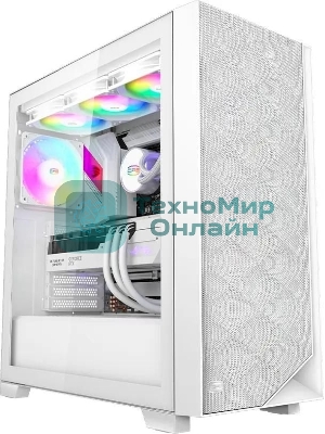 Компьютерный корпус PCCooler C3D510 WH ARGb, Tempered Glass Full Tower, White, TG, 0.7 SPCC, 3x120мм ARGb E-ATX, ATX, mATX, mITX 170/390/410мм 2x2.5