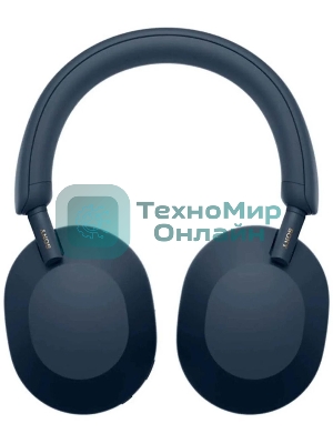 Беспроводные/проводные наушники Sony WH-1000XM5 синий, полноразмерные, Bluetooth + проводной, активное шумоподавление, до 30 ч
