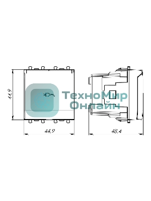 Розетка с крышкой модульная DKC 4400012 2P+E, с з/ш, 