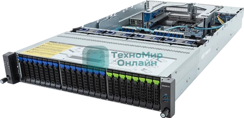 Серверная платформа Gigabyte Server Platform R283-S98/2U/2xIntel (Gen 4/5)/2xHS/32xDIMM/8xSFF NVMe/SATA/SAS + 16xSFF SATA/SAS + 2xSFF SATA/SAS/2x1GbE/2xOCP 3.0/4xFHHL/2x2000W/Rails/1Y