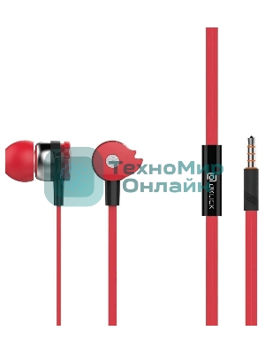 Проводные наушники Oklick HP-S-210 красный, внутриканальные, Jack 3.5 мм