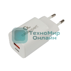 Сетевое зарядное устройство Cablexpert MP3A-PC-42, 30Вт, быстрая зарядка QC3.0/PD, 2 порта: USB и Type-C, белый, пакет