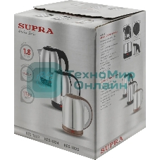 Чайник электрический SUPRA KES-1824 1.8 л, 1500 Вт, серебристый/черный (корпус: нержавеющая сталь)